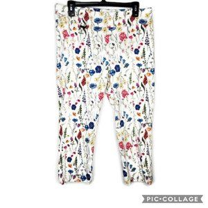 Peck & Peck White Floral Cropped Pants Size 12